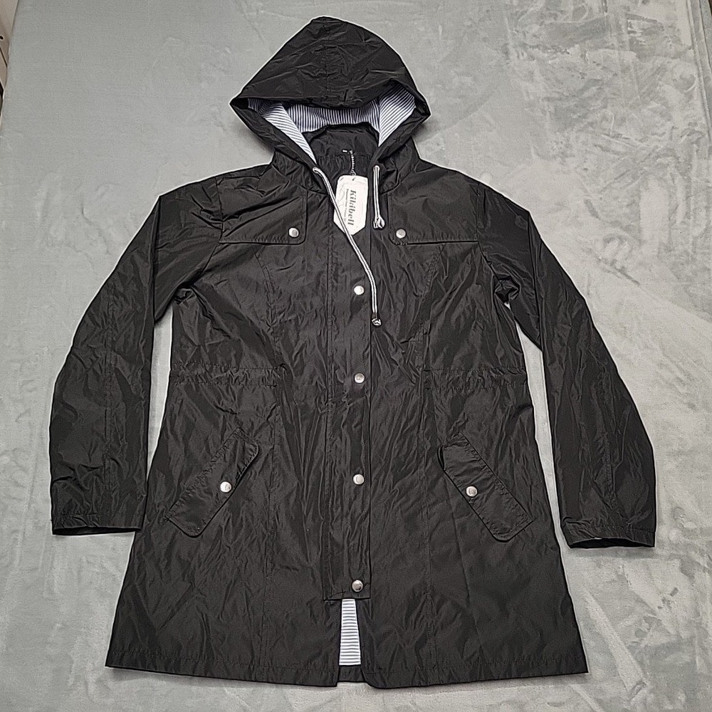 Kikibell Jacket Women Medium Black Raincoat Waterproof Hooded Windbreaker Trench